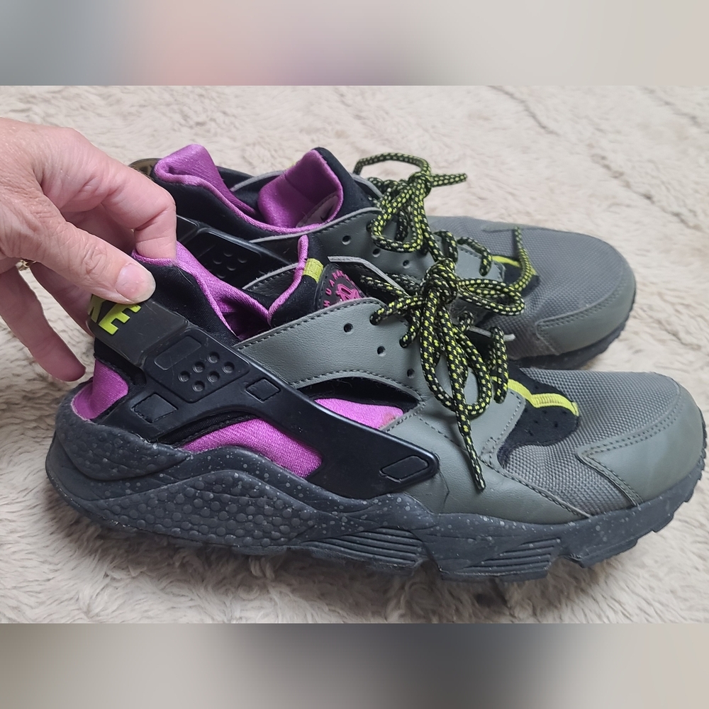 Nike Air Huarche Run Su River Rock Gray and Purple Sneakers Size 8.5 - Picture 5 of 10